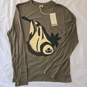 ONNO Men's Medium Bamboo Long Sleeve Shirt Cute Sloth WWF NEW